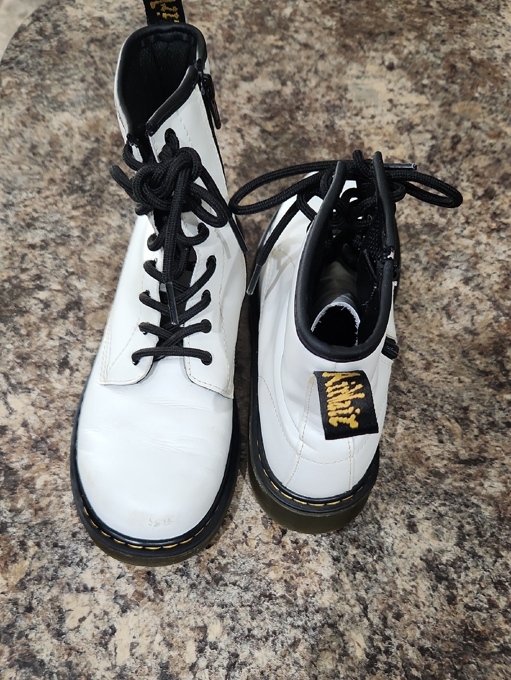 Dr. Martens White and Black Lace-Up Combat Boots